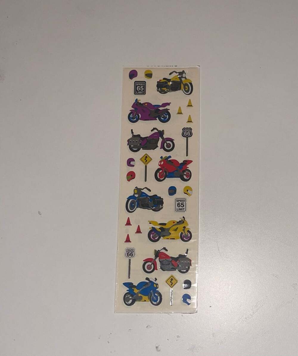 Vintage Motorcycle Sticker Sheet Motorcycles Route 66 Helmet